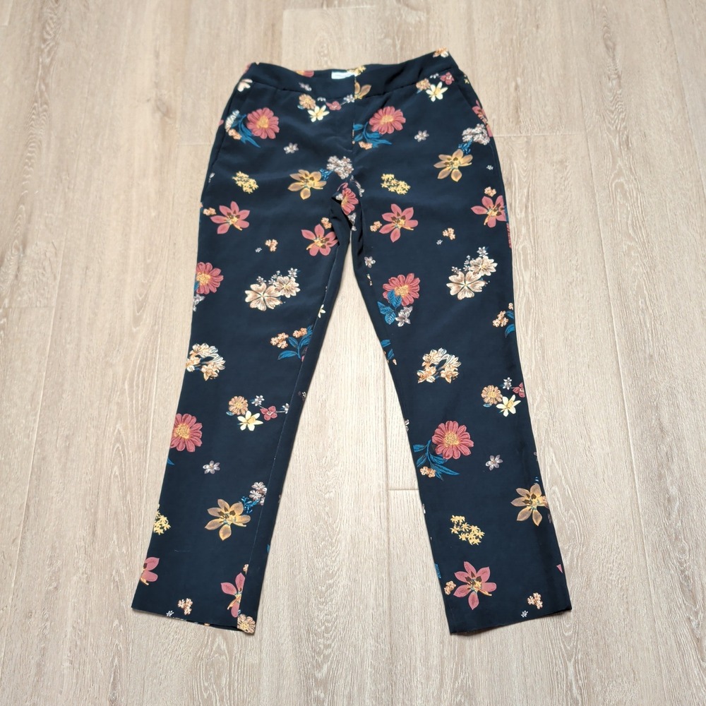 Carolina Belle Montreal Navy Floral Straight Leg Trousers Womens 8 30x28 Slim‎